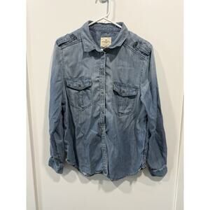 American Eagle Outfitters Women's Long Sleeve Boyfriend Fit Large denim jean